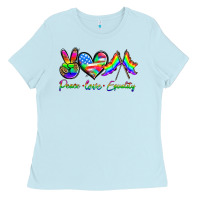 Baby Blue peace love equality Ladies Tee - HRA Design Shop