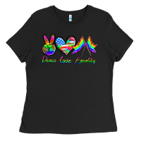Black peace love equality Ladies Tee - HRA Design Shop