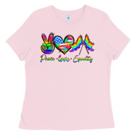 Bubblegum Pink peace love equality Ladies Tee - HRA Design Shop
