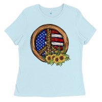 Baby Blue Peace Sign Ladies Tee - JahusDesignShop