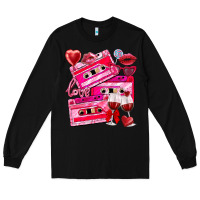 Black valentines day cassette Long Sleeve Tee - NancyCooperArtShop