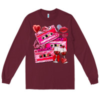 Burgundy valentines day cassette Long Sleeve Tee - NancyCooperArtShop