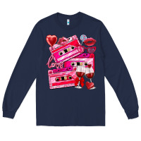 Navy valentines day cassette Long Sleeve Tee - NancyCooperArtShop