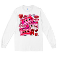 White valentines day cassette Long Sleeve Tee - NancyCooperArtShop