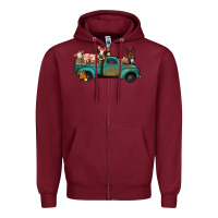 Burgundy Farm Animals Truck Zipper Hoodie - Bettercallsaul
