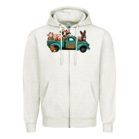 Oatmeal Heather Farm Animals Truck Zipper Hoodie - Bettercallsaul