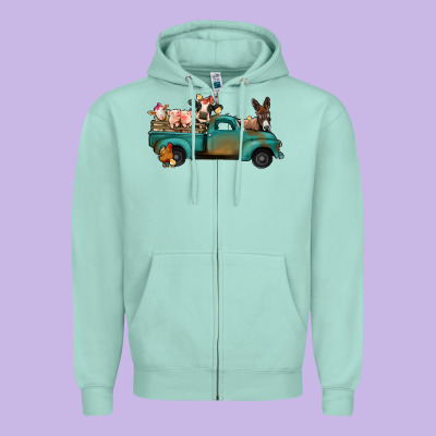 Farm Animals Truck Zipper Hoodie Designed By Bettercallsaul