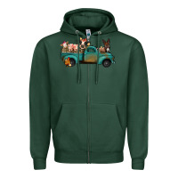 Sports Green Farm Animals Truck Zipper Hoodie - Bettercallsaul