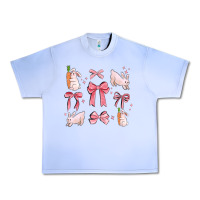 Grape Ice pink ribbons with rabbits Urban Heavy Tee - MaliasSmallBusiness