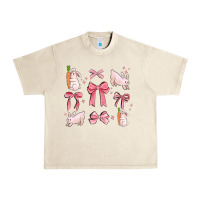 Sandshell pink ribbons with rabbits Urban Heavy Tee - MaliasSmallBusiness