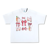 White pink ribbons with rabbits Urban Heavy Tee - MaliasSmallBusiness