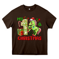 Chocolate Brown my first christmas unicorn Heavy Core Tee - FaDigitalArtStudio
