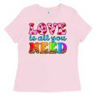 Bubblegum Pink love is all you need Ladies Tee - HRA Design Shop