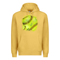 Antique Gold Softball background Premium Hoodie - HowdyJamesFarm