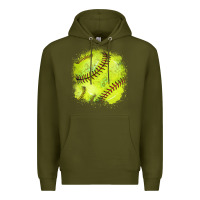 Army Green Softball background Premium Hoodie - HowdyJamesFarm