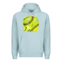 Blue Mist Softball background Premium Hoodie - HowdyJamesFarm