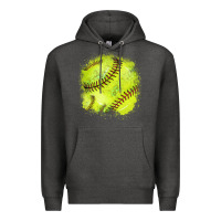 Charcoal Heather Softball background Premium Hoodie - HowdyJamesFarm