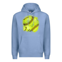 Colony Blue Softball background Premium Hoodie - HowdyJamesFarm