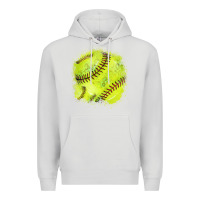 Dove Grey Softball background Premium Hoodie - HowdyJamesFarm