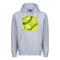 Heather Grey Softball background Premium Hoodie - HowdyJamesFarm