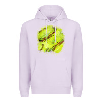 Lilac Softball background Premium Hoodie - HowdyJamesFarm