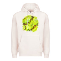 Pale Pink Softball background Premium Hoodie - HowdyJamesFarm