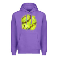 Purple Softball background Premium Hoodie - HowdyJamesFarm