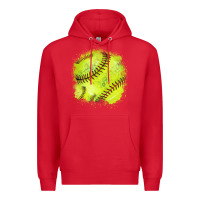 Red Softball background Premium Hoodie - HowdyJamesFarm