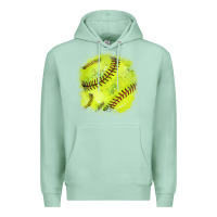 Seafoam Softball background Premium Hoodie - HowdyJamesFarm