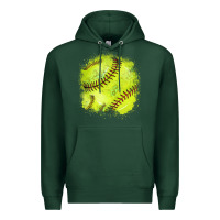 Sports Green Softball background Premium Hoodie - HowdyJamesFarm