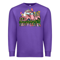 Purple Happy Easter Day truck Premium Sweatshirt - HowdyJamesFarm