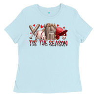 Baby Blue tis the season baseball Ladies Tee - RacoonDesign