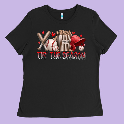 Tis The Season Baseball Ladies Tee Designed By Racoondesign