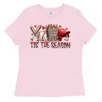Bubblegum Pink tis the season baseball Ladies Tee - RacoonDesign