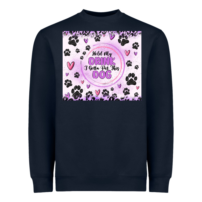 Hold My Drink I Gotta Pet This Dog Heavyweight Sweatshirt by MaliasSmallBusiness | Teevron