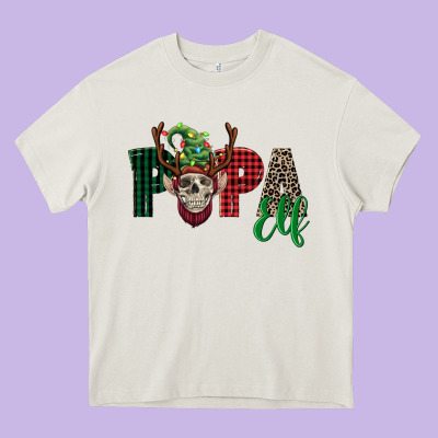 Papa Elf Skull Heavy Core Tee Designed By Fadigitalartstudio