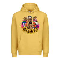 Antique Gold Baby Cow flower Premium Hoodie - HowdyJamesFarm