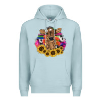 Blue Mist Baby Cow flower Premium Hoodie - HowdyJamesFarm