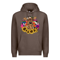 Coffee Baby Cow flower Premium Hoodie - HowdyJamesFarm
