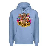 Colony Blue Baby Cow flower Premium Hoodie - HowdyJamesFarm
