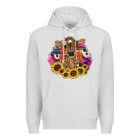 Dove Grey Baby Cow flower Premium Hoodie - HowdyJamesFarm