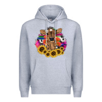 Heather Grey Baby Cow flower Premium Hoodie - HowdyJamesFarm