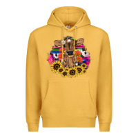 Mustard Baby Cow flower Premium Hoodie - HowdyJamesFarm