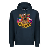 Navy Baby Cow flower Premium Hoodie - HowdyJamesFarm