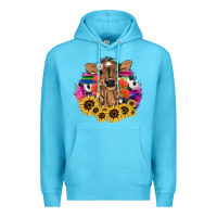 Ocean Blue Baby Cow flower Premium Hoodie - HowdyJamesFarm