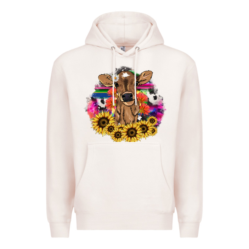 Baby Cow Flower Premium Hoodie by HowdyJamesFarm | Teevron