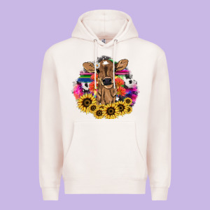 Baby Cow Flower Premium Hoodie Designed By Howdyjamesfarm