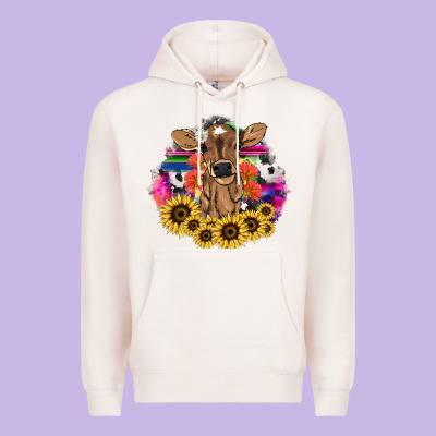 Baby Cow Flower Premium Hoodie Designed By Howdyjamesfarm