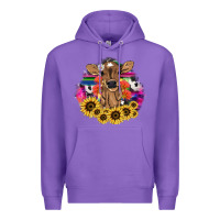 Purple Baby Cow flower Premium Hoodie - HowdyJamesFarm