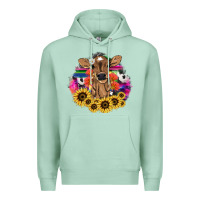 Seafoam Baby Cow flower Premium Hoodie - HowdyJamesFarm